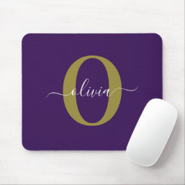 Mousepad Nome de letra personalizada em roxo e dourado