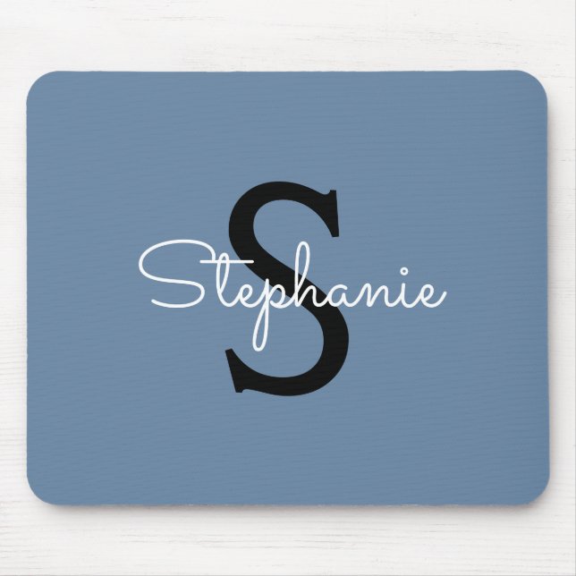 Mousepad Nome de Monograma Azul  (Frente)