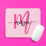 Mousepad Nome de Monograma de Rapariga de Script Moderno Ro<br><div class="desc">Adicione um pop de cor ao seu espaço de trabalho com o nosso Pad do Rato de Nome do Mouse com Script Moderno Rosa Quente, Girly Monogramo! Apresentando um design cor-de-rosa-quente vibrante e personalizado com seu nome em um script moderno chic, este mouse pad combina estilo com praticidade. A superfície...</div>