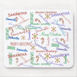 Mousepad Nome de Natal Personalizado Repetitivo