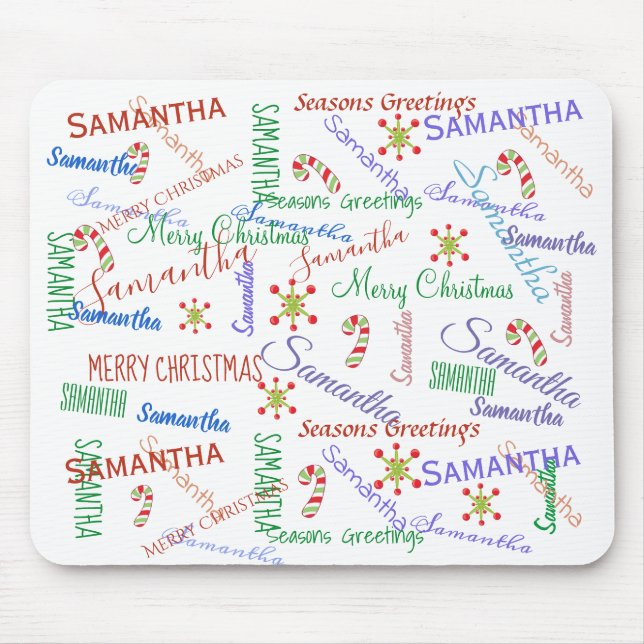 Mousepad Nome de Natal Repetitivo Personalizado (Frente)