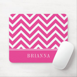 Mousepad Nome de Padrão de Chevron Rosa Elegante
