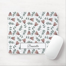 Mousepad Nome de Padrão Floral Rosa Moderno