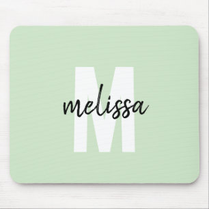 Mousepad Nome de pincel de escrita manual monograma moderno