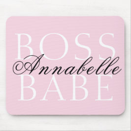 Mousepad Nome de Script Branco Preto Cor-de-Rosa Chefe Babe