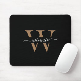 Mousepad Nome de Script Dourado Preto Elegante Mínimo do Mo