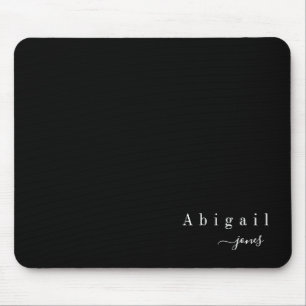 Mousepad Nome de Script Simples Preto Personalizado Moderno