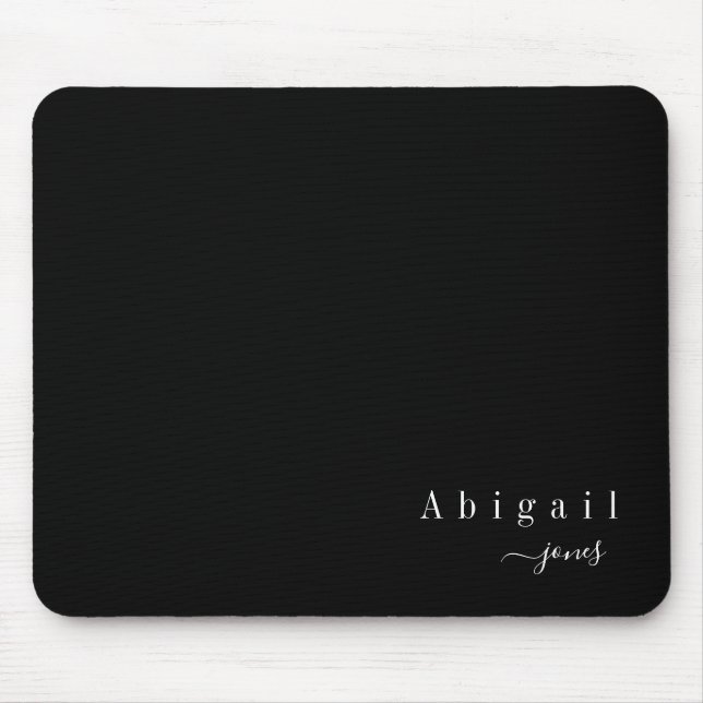 Mousepad Nome de Script Simples Preto Personalizado Moderno (Frente)