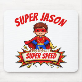 Mousepad Nome de Super-Herói Personalizado para Crianças &
