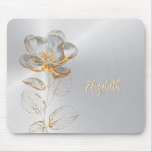 Mousepad Nome do Adicionar do Rosa Silver Dourado