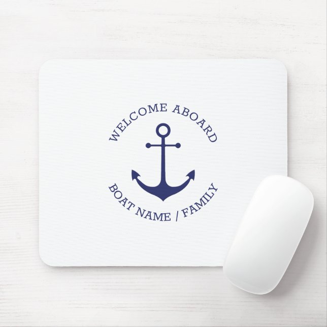 Mousepad Nome do barco personalizado: bem-vindo Ancora náut (Com mouse)