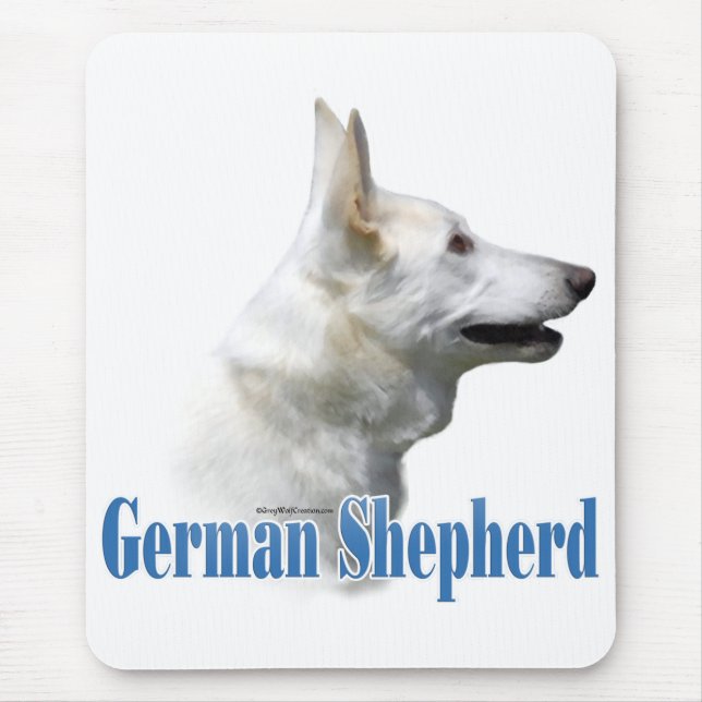 Mousepad Nome do German shepherd Branco (Frente)