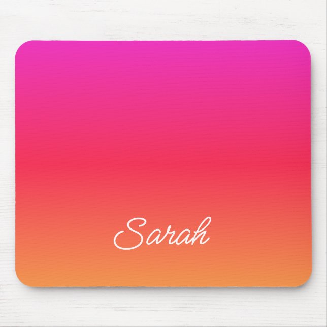 Mousepad Nome do Gradiente Moderno Rosa a Laranja (Frente)