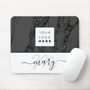 Mousepad Nome do logotipo personalizado Monograma Marble Bl