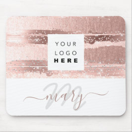 Mousepad Nome do logotipo personalizado Rosa do monograma -