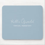 Mousepad Nome do Monograma Assistente Virtual Azul Branco<br><div class="desc">Um simples e elegante cheio monograma e design de ocupação.</div>