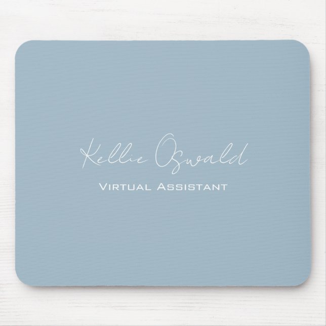 Mousepad Nome do Monograma Assistente Virtual Azul Branco (Frente)