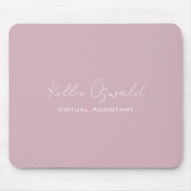 Mousepad Nome do Monograma Assistente Virtual Branco Rosa R (Frente)