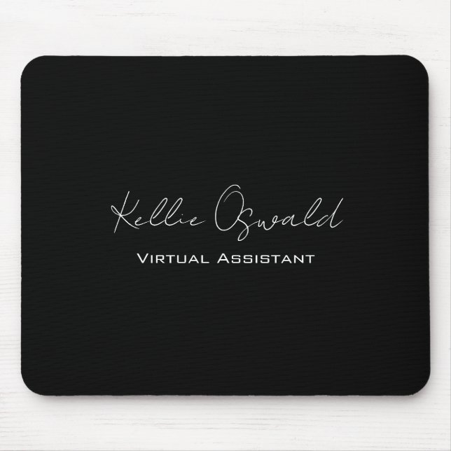 Mousepad Nome do Monograma Assistente Virtual Preto e Branc (Frente)