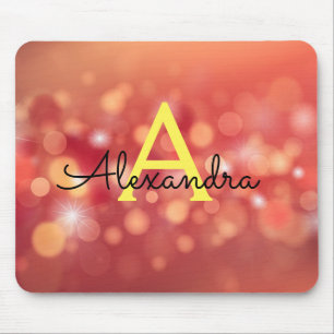 Mousepad Nome do Monograma da Glitter Sparkle