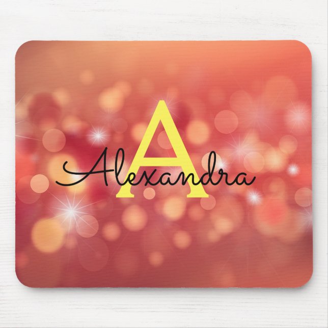 Mousepad Nome do Monograma da Glitter Sparkle (Frente)