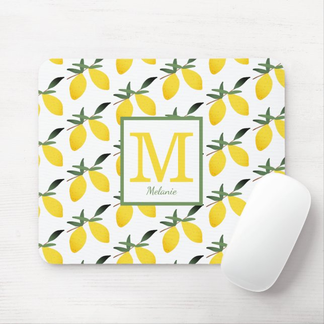Mousepad Nome do Monograma de Limão-Cento (Com mouse)