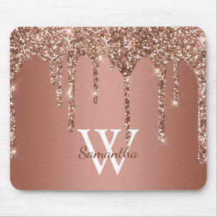 Mousepad Nome do Monograma do Disparador Glitter Dourado ro