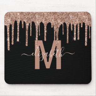 Mousepad Nome do Monograma do Glitter de Discagem Dourada d