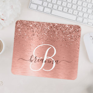 Mousepad Nome do Monograma do Glitter Metálico Brutado Dou