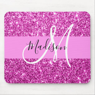 Mousepad Nome do Monograma do Minigrama Glitter Rosa e Mage