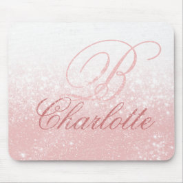 Mousepad Nome do Monograma do Script Girly Girly Glitter Bl