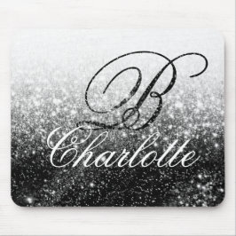 Mousepad Nome do Monograma do Script Girly Girly Glitter Pr