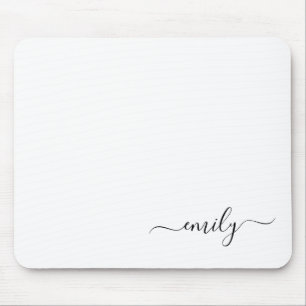 Mousepad Nome do Monograma do Script Moderno Preto Branco