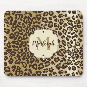 Mousepad Nome do Monograma Personalizado de Impressão Leopa