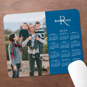 Mousepad Nome do Monograma Personalizado do Calendário 2025