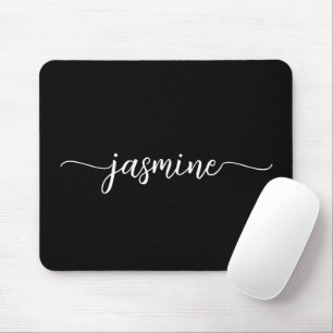 Mousepad Nome do Monograma Personalizado Preto Simples