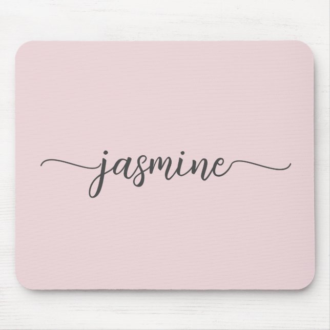 Mousepad Nome do Monograma Personalizado Rosa Rosa Rosa Sim (Frente)