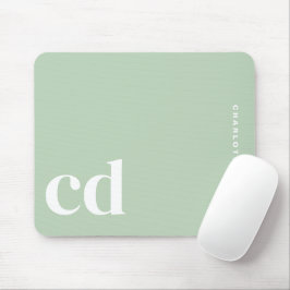 Mousepad Nome do Monograma Verde Mínimo