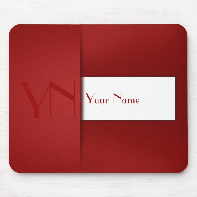 Mousepad Nome do Monograma Vermelho Simples Moderno - Mouse (Frente)