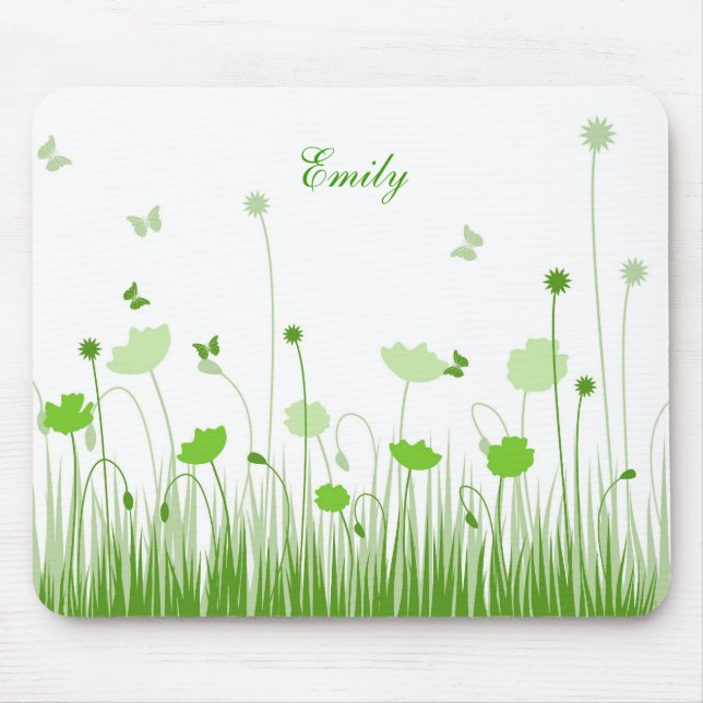 Mousepad Nome do Prado do Povo Branco e Verde Minimalista (Frente)