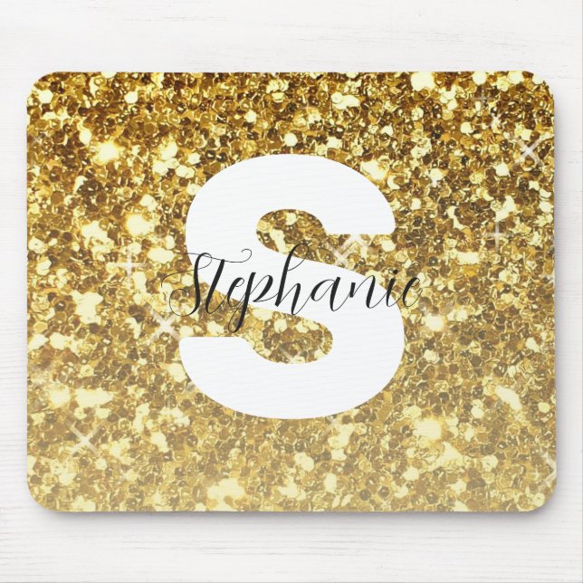 Mousepad Nome do Script do Monograma do Glitter Glitter Gli (Frente)