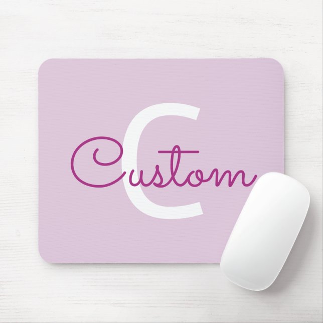 Mousepad Nome do Script & Monograma | Magenta e Lilás Claro (Com mouse)
