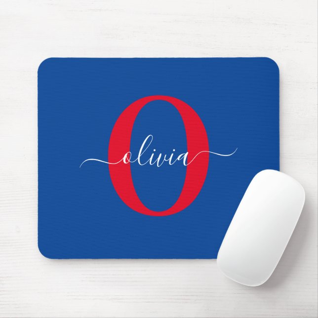 Mousepad Nome do Script Monograma Personalizado Vermelho Br (Com mouse)
