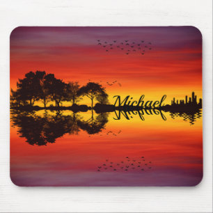 Mousepad Nome do violão preto alaranjado sunset