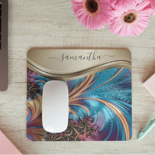 Mousepad Nome Dourado e Fractal Moderno