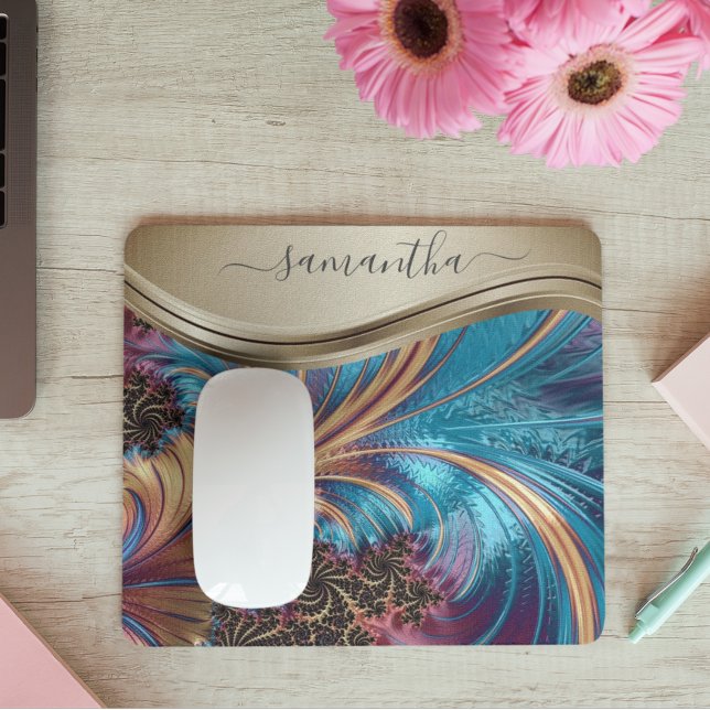 Mousepad Nome Dourado e Fractal Moderno (Criador carregado)