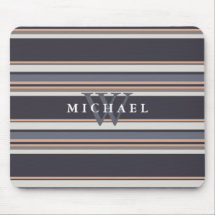 Mousepad Nome e Monograma Personalizados de Striping de Sto