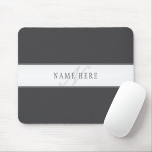 Mousepad Nome Elegante e Monograma   Cinzas Escuras e Luzes