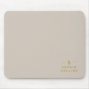 Mousepad Nome Elegante Minimalista Dourado do Creme Blush M