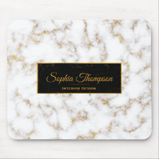 Mousepad Nome elegante moderno do mármore do ouro branco -